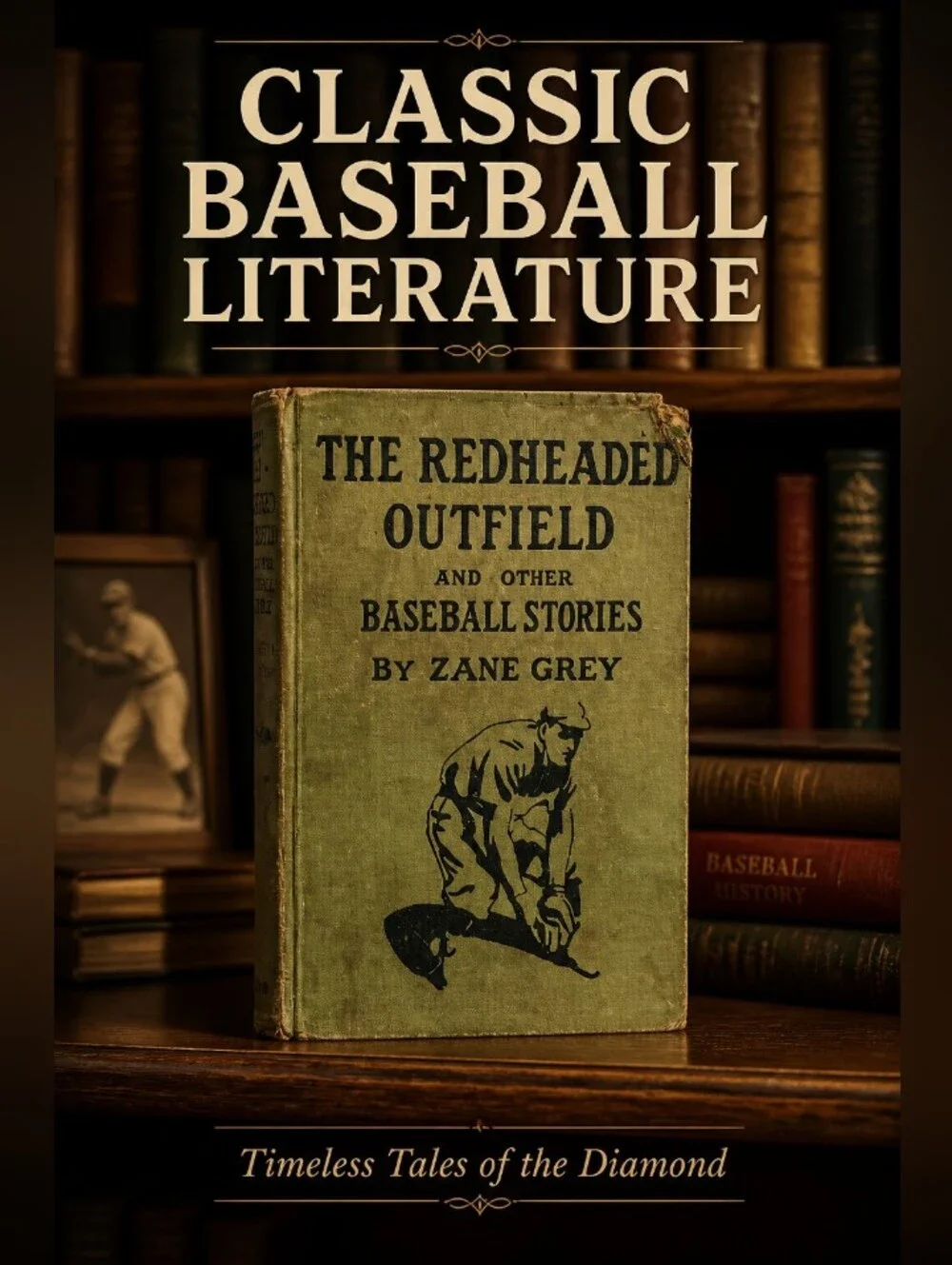 The Redheaded Outfield by Zane Grey - Green Hardcover Baseball Book